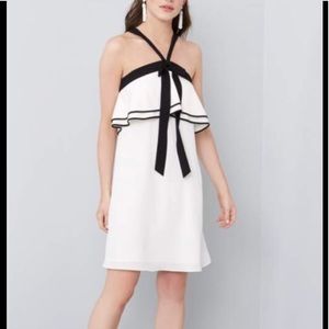 Ruffled Halter Piped Shift Dress